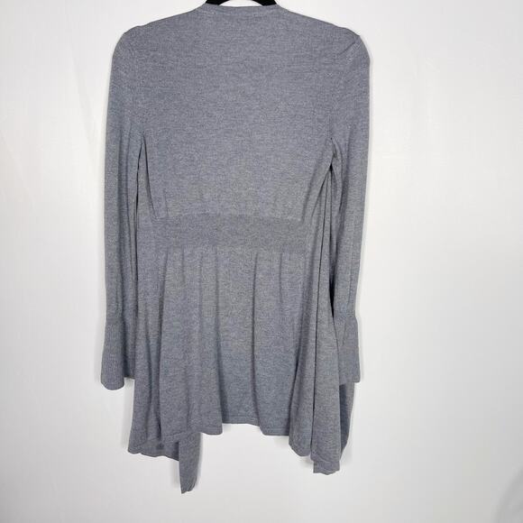 White House Black Market XS Gray Cashmere Blend Bell Sleeve Open Front Cardigan - Picture 2 of 8